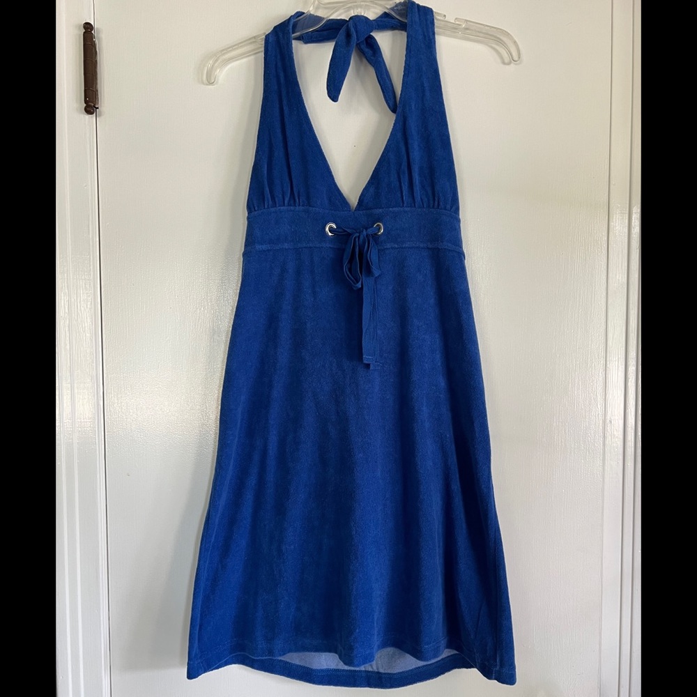 Y2K Terry Cloth Halter Top Dress/ Beach Cover up Size Large